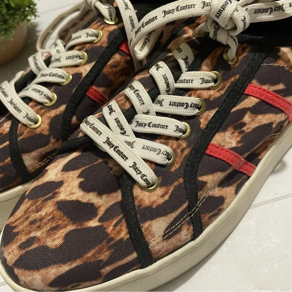 Juicy Couture Leopard Cheetah Animal Print Lace Up Platform Sneakers Women’s 8.5